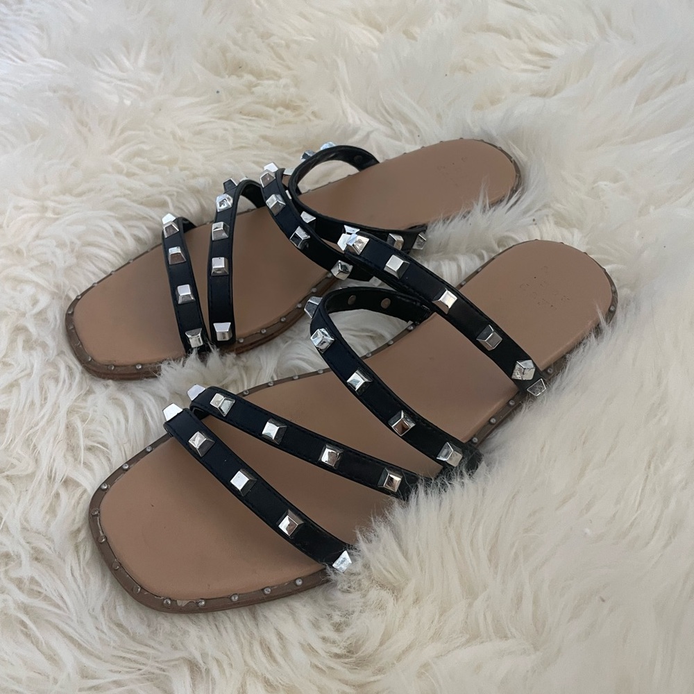 A New Day Women's Hollis Embellished Slide Sandals Black Size:7